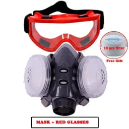 Half Face Dust Mask With Safety Goggles Dual Filters KN95 Filter Dust-proof Respirator For Carpenter Builder Polishing Work Safe