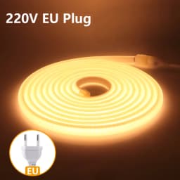 220V 240V COB Neon LED Strip Light 1M 5M 10M 288LEDs/m EU Power Plug Warm White Red Blue Bright Flex lamp Waterproof Lighting