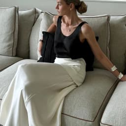 Linad Elegant Satin White Long Skirts For Woman Office Folds A Line Skirts Summer Casual Solid Ankle Length Skirt 2025 Spring