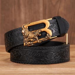 3.5CM Tiger Alloy Automatic Buckle Cowskin Leather Belt Quality Men Wasitbad Strap Genuine Leather Gift Bussiness Belt For Jeans