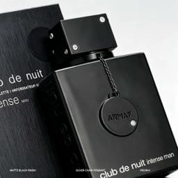 Armaf Club De Nuit Intense Man Eau De Toilette 100ml For Men, Luxury Matte Black Grain Square Perfume Bottle With Decorative Chain Medallion, Matching Black Packaging Box, Rich Woody Fruity Musk Scent For Night Event & Gifting