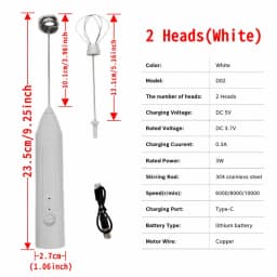 Electric Coffee Frother 2 In 1 Rechargeable Type-C Blender Stainless Steel 3 Speeds Milk Mixer Egg Beater Handheld Foam Maker