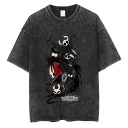 Washed Vintage Game Hollow Knight Double Sided Print T-shirt Men Women Fashion Casual T-shirts Oversized Short Sleeve T Shirts