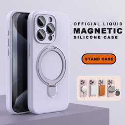 Liduid Silicone Magnetic Stand Phone Case For iPhone 15 14 16 Plus 11 12 13 16 Pro Max Magsafe Charge Protector Soft Cover