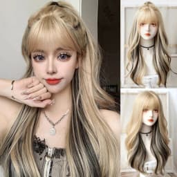 OLACARE Long Body Wave Black Brown Purple Cosplay Wigs Heat Resistant Synthetic Wigs Middle Part Natural Lolita LM Wigs Women