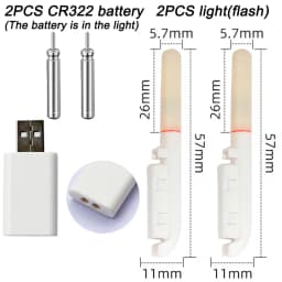 Night Fishing Light CR322 Lithium Battery USB Charge Set Buoy Tools Bobber Pesca Luminous Stick Rod LED Tackle Fluorescent Lamp