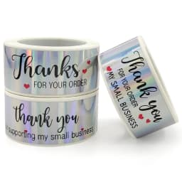120pcs Rectangle Thank You For Your Order Sticker for packaging Stationary Stickers Roll Black Pink Transparent Thank you labels