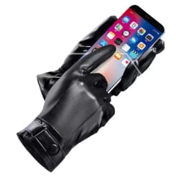 Autumn and Winter Black Gloves Men's One Pair PU Leather With Velvet Lining Gloves Waterproof for Motorcycle Riding