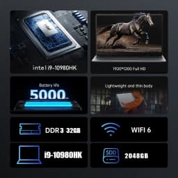 2026 Business Computer 15.6-inch Gaming Laptop Intel Core I9 10980HK IPS 4K Gaming Computer 16GB/32GB DDR3 1TB/2TB SSD M.2 Windo