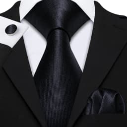 Barry.Wang Black White Gray Silver Men Tie Handkerchief Cufflinks Set Jacquard Necktie for Male Wedding Business Party Gift