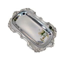 Vintage Embossed Stainless Steel Tray Serving Platter for Desserts Jewelry Storage Organizer Snack Plate For Dining Table Decor