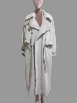 Nerazzurri Autumn Winter Oversized Long Fluffy Warm Soft Faux Mink Fur Coat Women Drawstring Double Breasted Furry Overcoat