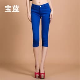 Slim Fit Candy Colored 7/9 Length Pants Women's Summer Thin Elastic Trousers Cotton Blend Base Layer Pants for Young Women