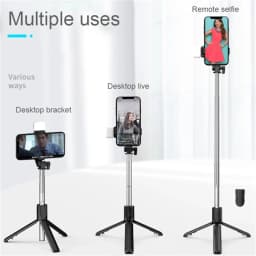 Wireless Selfie Stick Retractable Multifunctional Mini Tripod Holder With LED Fill Light Bluetooth Remote Shutter For Shoot Vlog