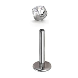 ASTM F136 Titanium Skin Surface PIERC Ear Lip Nose Studs with CZ Top Labret Threaded Earrings Multi Size Body Piercing Jewelry