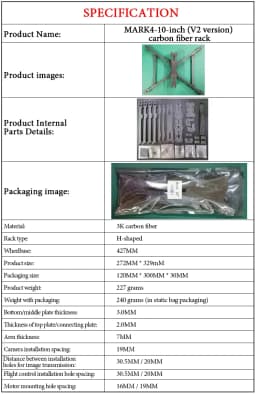 MARK V2 8/9/10inch 3K Carbon Fiber H-Type FPV Drone Frame Kit 367/387/427mm Wheelbase For Freestyle FPV Racing Drone