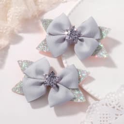 RAINBOW BOWS 2Pcs 4.33inch Star Glitter Bow Hair Clips for Girls Boutique Ribbon Dovetail Bow Barrette Headwear Hair Accessories