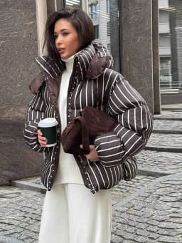 Color-Blocking Stripe Women's Cotton Jacket Zipper Long Sleeve Lace Cuff Stand-Up Collar Female Jacket Loose Casual Coats Ladies