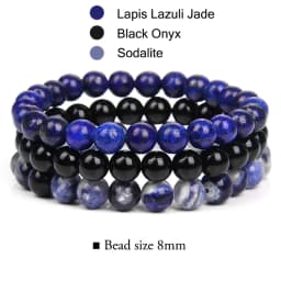 3Pcs/set 8mm Natural Stone Beads Bracelet Set Pink Zebra Rhodonite Moonstone Agates Hematite Bracelets For Women Men Jewelry