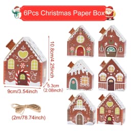 6/28PCS Christmas Paper House Shape Pendants Xmas Tree Christmas Decorations For Home 2024 Navidad Natal New Year Gifts 2025