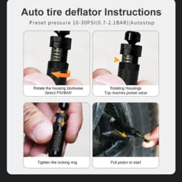 Tire Deflators Easy Twist Pressure Control Adjustable from 0.7 to 2.1 Bar, with Protective Caps&Convenient Carrying Case