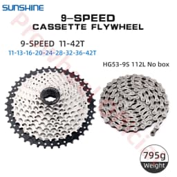 Shimano K7 9Speed Freewheel and Chain Groupset H200 Sunshine 23/25/28/30/32/36/40/42/46/50T Cassette HG53/KMC X9 Chain 9V Kit