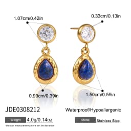 Youthway Water Drop Natural Stone Zircon Drop Earring For Women 18K Gold PVD Plated Stainless Steel Waterproof Earring Jewelry