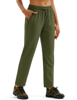 TACVASEN Womens Hiking Pants Lightweight Quick Dry UPF 50 Travel Pants Water Resistant Elastic Waist Golf Pants With Zip Pockets