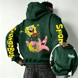 SpongeBob SquarePants Cartoon Anime 2026 New Spring and Autumn Men's and Women's Fashion Hooded Sports Hoodie