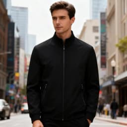 Men Windproof Jacket Versatile Men Coat Men's Stand Collar Jacket Windproof Long Sleeve Outerwear with Zipper Closure Smart