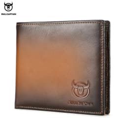 BULLCAPTAIN RFID Blocking Men's Leather Wallet Bifold Slim Wallet Multi-card Card Holder ID Wallet QB 05