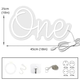 Dimmable LED Neon Sign 'ONE' for Baby's 1st Birthday Party Decor USB Powered Neon Light for Home Bar Stand Art Decoration