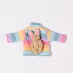 OB11 1/12 BJD GSC Rainbow Striped Doll Sweater With 3D Bear Rabbit Doll Pendant Doll Knit Top Doll Clothes Accessories Gift