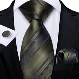 New Formal Ties Classic Blue Striped Necktie Handkerchief Cufflinks Gift For Men Wedding Tie Cravate Gravatas