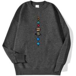 Nine Planets Universe Solar Systemprinted Men Pullover Fashion Casual Hooded Loose Crewneck Sweatshirts Autumn Fleece Streetwear