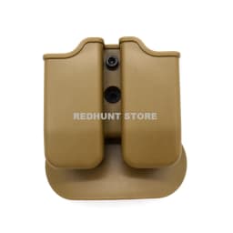 Tactical Double Magazine Holster Universal 9mm .40 Caliber Stack Mag Holder with 1.5-2 Inches Belt Clip and Paddle for Hunting