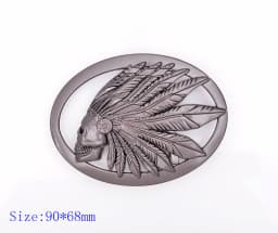 Men Punk Biker Heavy Quality Cool Black Indian Head Skull Dress Belt Buckle DIy Leathercraft Buckle Fits 40mm Strap