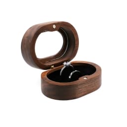 Handmade Walnut Wood Ring Box with Transparent Lid Romantic Engagement Jewelry Case for Couple Custom Engraved Personalized Name