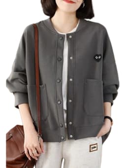 Casual Style plus Size Women's Cardigan Sweatshirt Spring Autumn Fashion Slimming Short Coat for Middle-Aged Mothers
