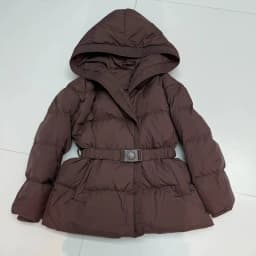 Schinteon Women White Down Jacket with Hood Solid Color Fashionable Autumn Winter Warm Outwear Parka Belt 2026 New Real Pictures
