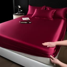 3 Pcs High End 100% Mulberry Silk Fitted Sheet Set with Pillowcase Luxury Solid Color Silk Bedsheet Soft Smooth Satin Bed Linen