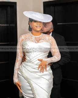 2026 Civil Wedding Dresses for Bride O Neck Long Sleeve Tea Length Pearls Aso Ebi Satin Court Bridal Reception Dress Customized