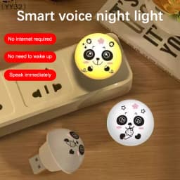 〔YY32〕USB Panda Artificial Smart Voice Controlled Night Light Bedside Camping Plug Use LED Indoor Sleep Lights