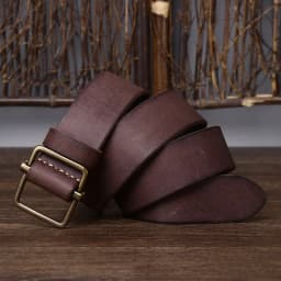 3.8CM No Hole Men's Belt Thick Genuine Leather Strap Copper Buckle Cowhide Casual Jeans Belt High Quality Retro Luxury Male Belt