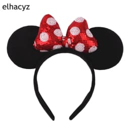 2026 New Cartoon Big Size Classic DOT Sequin Bow Headband For Women Party Girl Hairband Festival Park Trip DIY Hair Accessories