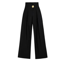 Elegant Office Lady Wide Leg Pants Korean Design Flower Button High Waist Pantalones Baggy Spring Summer Straight Spodnie New