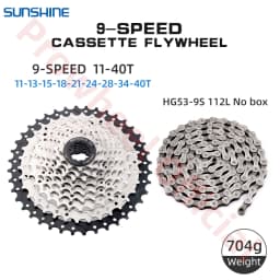 Shimano K7 9Speed Freewheel and Chain Groupset H200 Sunshine 23/25/28/30/32/36/40/42/46/50T Cassette HG53/KMC X9 Chain 9V Kit