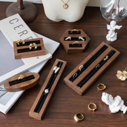 Walnut Ring Display Plate Jewelry Display Stand Black Beige Ring Holder Jewelry Bottom Storage Organizer Photography Props