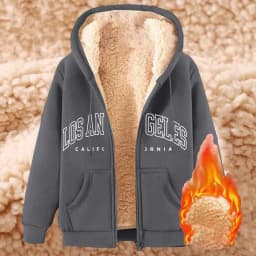 Women Solid Color Fleece Thickened Hoodies Large Size M-5XL Zip Up Warm Lined Thermal Sweatshirt Fall Winter Hooded With Pockets