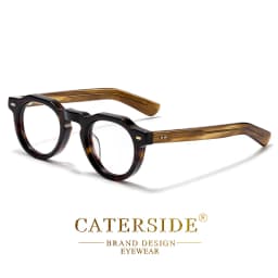 CATERSIDE Vintage Round Men Optical Glasses Frame Acetate High Quality Pin Core Thick Frame Glasses Women Decoration Eyeglasses